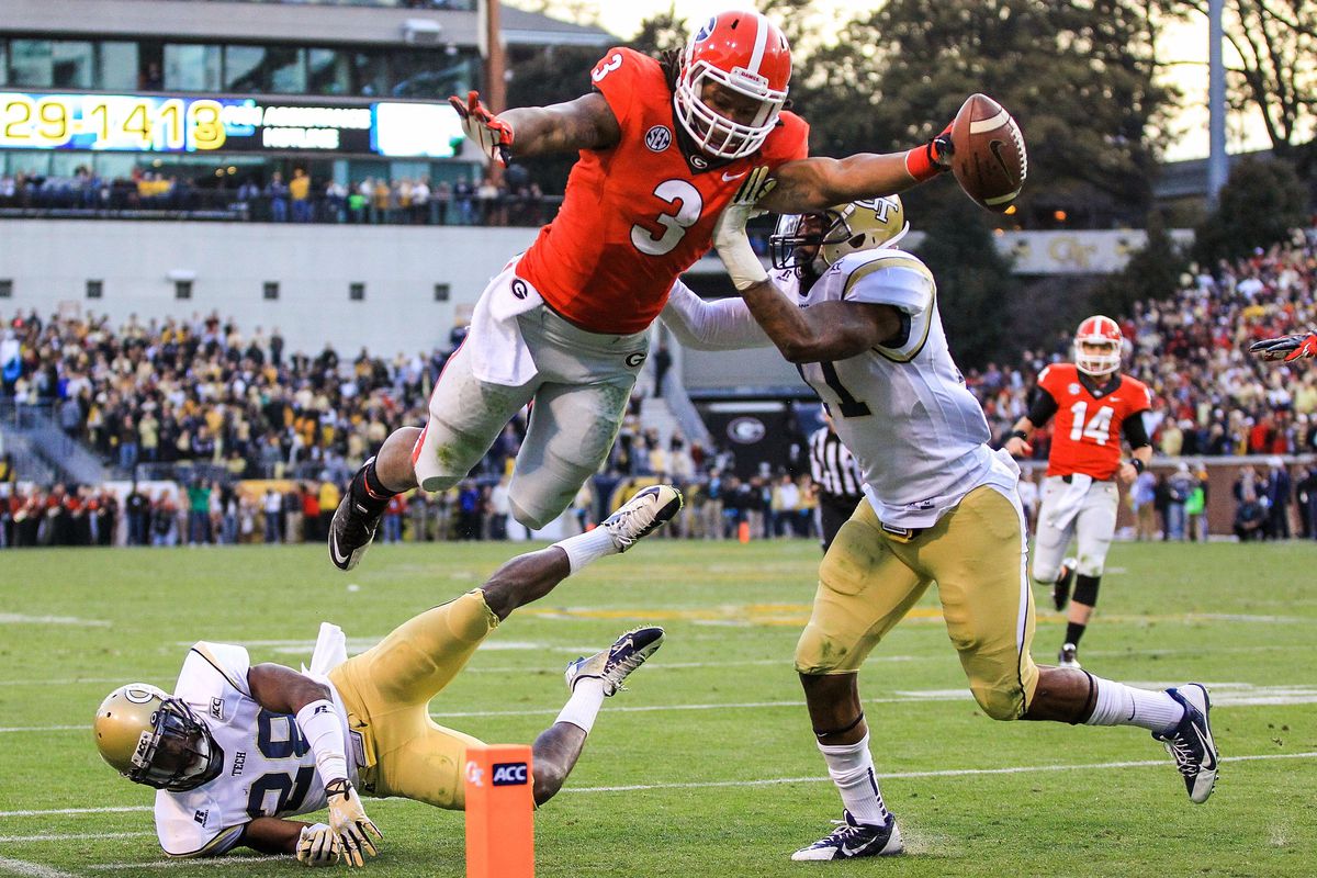 Georgia tech vs score gurley todd gator bowl football bulldogs final nebraska numbers mission stop shirey daniel sports usa today