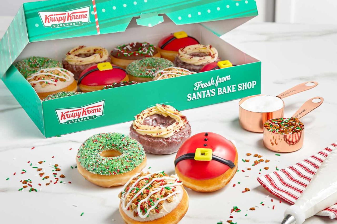Christmas kreme krispy doughnuts holiday donuts cheer thepeachkitchen peach kitchen winter article